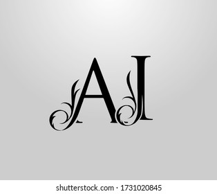 Classy A, I and AI Letter logo. Graceful Floral Alphabet Mark for book design, letter stamp, weeding card, brand name, Restaurant, Boutique, Hotel. 