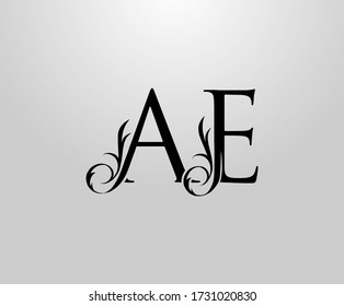 Classy A, E and AE Letter logo. Graceful Floral Alphabet Mark for book design, letter stamp, weeding card, brand name, Restaurant, Boutique, Hotel. 