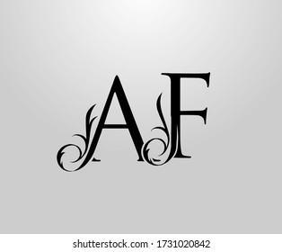 Classy A, F and AF Letter logo. Graceful Floral Alphabet Mark for book design, letter stamp, weeding card, brand name, Restaurant, Boutique, Hotel. 