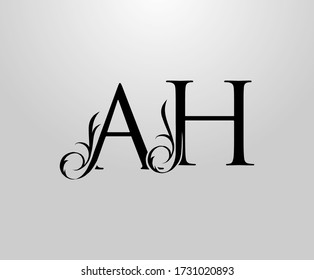 Classy A, H and AH Letter logo. Graceful Floral Alphabet Mark for book design, letter stamp, weeding card, brand name, Restaurant, Boutique, Hotel. 