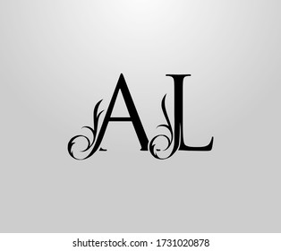 Classy A, L and AL Letter logo. Graceful Floral Alphabet Mark for book design, letter stamp, weeding card, brand name, Restaurant, Boutique, Hotel. 