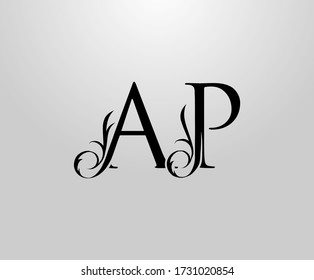 Classy A, P and AP Letter logo. Graceful Floral Alphabet Mark for book design, letter stamp, weeding card, brand name, Restaurant, Boutique, Hotel. 