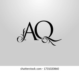 Classy A, Q and AQ Letter logo. Graceful Floral Alphabet Mark for book design, letter stamp, weeding card, brand name, Restaurant, Boutique, Hotel. 