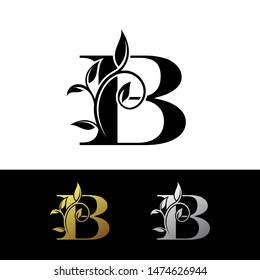Classy B Letter Luxury Logo. Letter B With Floral Shape design perfect for ashion, Jewelry, Beauty Salon, Hotel Logo. Cosmetics, Spa Logo. Resort and Restaurant Logo. 