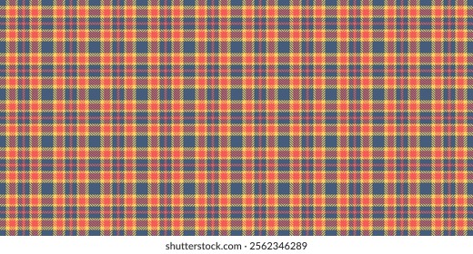 Classy background textile vector, commercial seamless plaid check. Shirt fabric tartan texture pattern in blue and red colors palette.