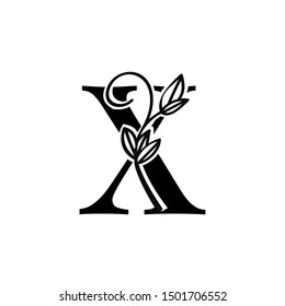 Classy black Initial letter X vintage Logo Icon. Monocrome vintage Logo Icon recomended for boutique,restaurant, wedding service, hotel or business identity.