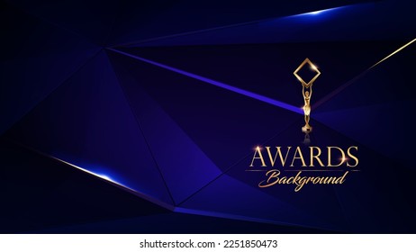 Classy Blue Golden Royal Awards Graphics Background Lines Polygonal Triangle Trend Elegant Shine Modern Edge Template Luxury Premium Corporate Abstract Design Template Banner Certificate Dynamic Shape