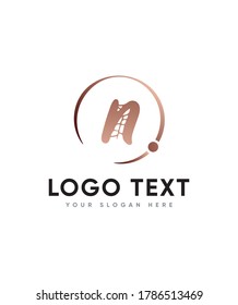 A classy calligraphic style letter type N logo template, vector logo for business and company identity 