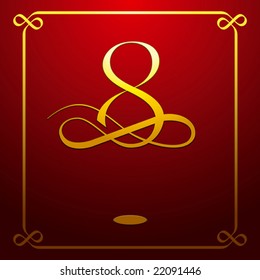 Classy cursive number eight with empty text area ready to use for eighth anniversary celebration or calendar header for the month of August.