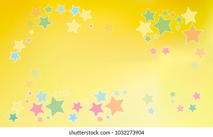Classy and Cute Pink, Green, Blue and Yellow Stars on Orange Gradient Background