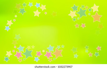 Classy and Cute Pink, Green, Blue and Yellow Stars on Green and Yellow Gradient Background