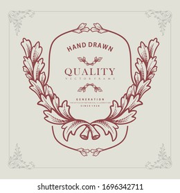 Diseño elegante ilustración de estilo botani marco vectorial