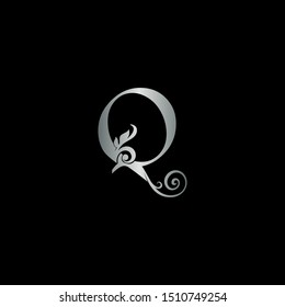 Classy Design Letter Q Logo Icon . Vector Design concept Initial Letter Q Luxury Silver Color, can use monogram sign symbol