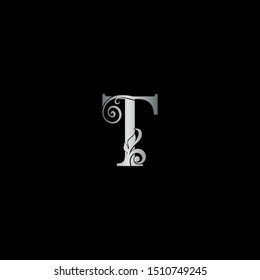 Classy Design Letter T Logo Icon . Vector Design concept Initial Letter T Luxury Silver Color, can use monogram sign symbol