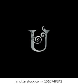 Classy Design Letter U Logo Icon . Vector Design concept Initial Letter U Luxury Silver Color, can use monogram sign symbol