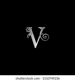Classy Design Letter V Logo Icon . Vector Design concept Initial Letter V Luxury Silver Color, can use monogram sign symbol