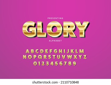 Classy display custom style font, metallic gold alphabet letter and number