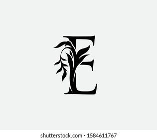 Classy E Letter Luxury Logo. Initial  E With Floral Shape design perfect for fashion, Jewelry, Beauty Salon, Hotel, Cosmetics, Spa, Resort and Restaurant Logo Icon. 