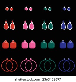 Classy Earrings Set Vector Illustration