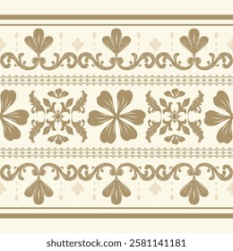  Classy Elegance Golden Silk Weaves Florals Petal Scroll Ornament Royal Luxury Pattern Border Elaborate Detailed Beige Background Design for Rich Decoration Batik Scarf Apparel Men Attire Lace Bandana