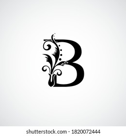 Classy Elegant B Letter Black Flourish Shape Logo