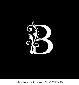Classy Elegant B Letter White Flourish Shape Logo