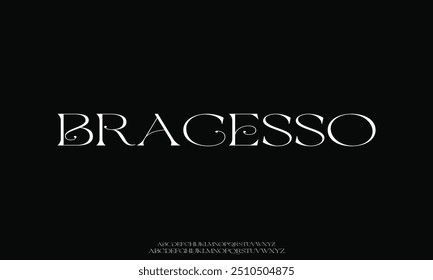 Classy elegant font, vintage type or luxury premium typeface, vector English royal alphabet. Classic typography in modern or old art deco style, serif letters for modern or retro poster font