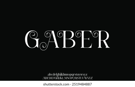 Classy elegant font, vintage type or luxury premium typeface, vector English royal alphabet. Classic typography in modern or old art deco style, serif letters for modern or retro poster font