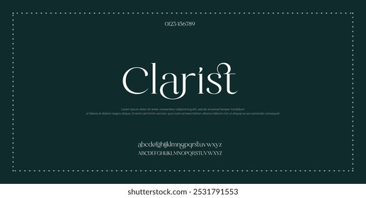 Classy elegant font, vintage type or luxury premium typeface, vector English royal alphabet. Classic typography in modern or old art deco style, serif letters for modern or retro poster font