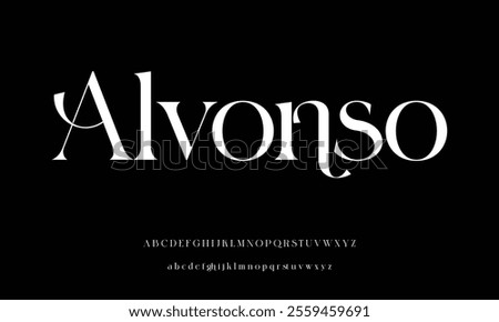 Classy elegant font, vintage type or luxury premium typeface, vector English royal alphabet. Classic typography in modern or old art deco style, serif letters for modern or retro poster font