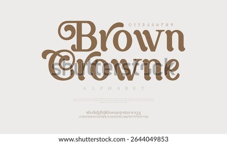 Classy elegant font, vintage type or luxury premium typeface, vector English royal alphabet. Classic typography in modern or old art deco style, serif letters for modern or retro poster font	
