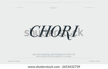 Classy elegant font, vintage type or luxury premium typeface, vector English royal alphabet. Classic typography in modern or old art deco style, serif letters for modern or retro poster font