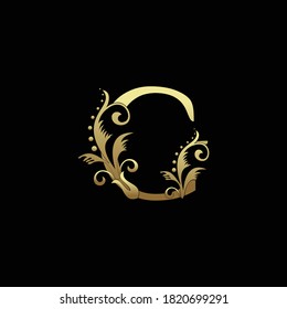 Classy Elegant G Letter Gold Flourish Shape Logo