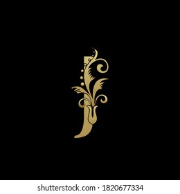 Classy Elegant J Letter Gold Flourish Shape-Logo