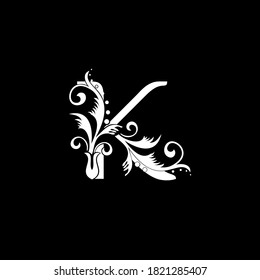 Elegante y elegante Letra K Estilo Blanco Flourier Logo