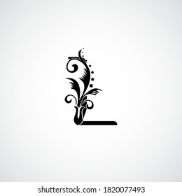 Classy Elegant L Letter Black Flourish Shape Logo