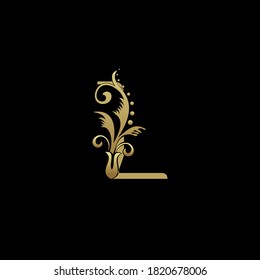 Classy Elegant L Letter Gold Flourish Shape Logo