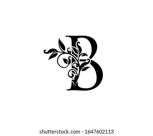 Classy Elegant letter B. Graceful royal style. Calligraphic beautiful logo. Vintage drawn emblem for book design, weeding card, brand name, business card, Restaurant, Boutique, Hotel. 