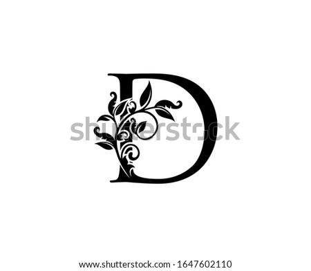 Classy Elegant letter D. Graceful royal style. Calligraphic beautiful logo. Vintage drawn emblem for book design, weeding card, brand name, business card, Restaurant, Boutique, Hotel. 