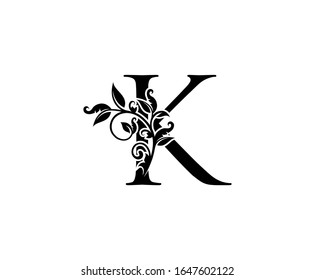 Classy Elegant letter K. Graceful royal style. Calligraphic beautiful logo. Vintage drawn emblem for book design, weeding card, brand name, business card, Restaurant, Boutique, Hotel. 