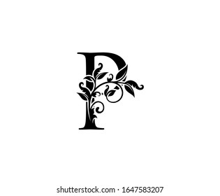 Classy P Letter Vintage Floral Logo Stock Vector (Royalty Free) 1595264857