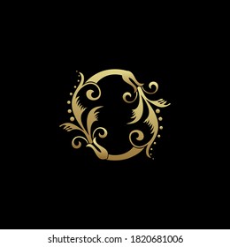 Classy Elegant O Letter Gold Flourish Shape Logo