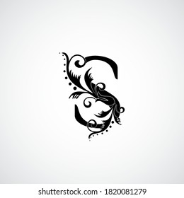 Classy Elegant S Letter Black Flourish Shape Logo