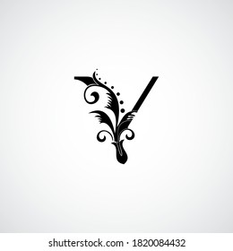 Classy Elegant Y Letter Black Flourish Shape Logo
