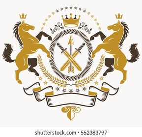 Classy emblem, vector heraldic Coat of Arms.