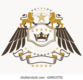 Classy emblem, vector heraldic Coat of Arms.