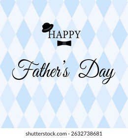 A classy Father's Day greeting card featuring a stylish design, iconic typography elements, and a blue diamond patterned background