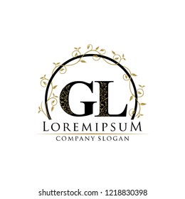 Classy Floral Gold GL Letter Logo