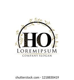 Classy Floral Gold HO Letter Logo
