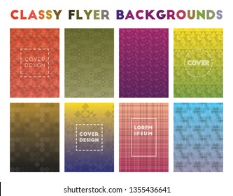 Classy Flyer Backgrounds. Admirable geometric patterns, artistic vector illustration.
